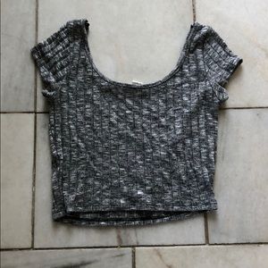 Gray knit crop top